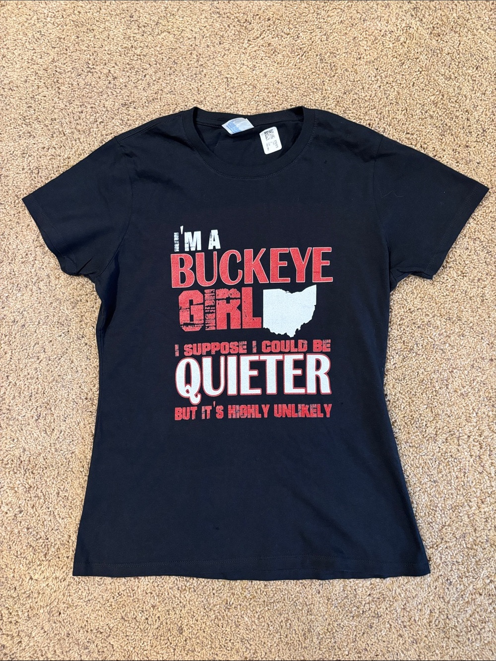 Buckeye Girl Graphic Tee - Black with Red & White Print